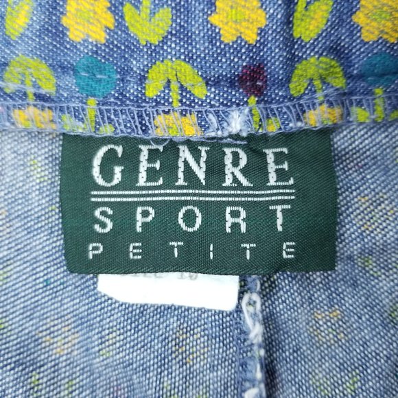 Vtg 90s Genre Sport Chambray Tulips Jean Skort 10P - Picture 7 of 8